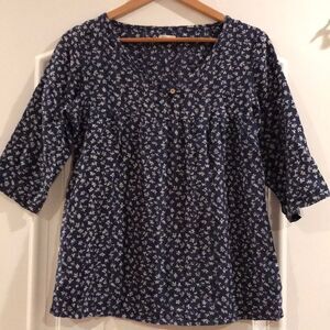 Pou dou dou navy with ecru floral print top, Med